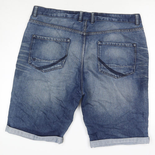 George Mens Blue Cotton Bermuda Shorts Size 40 in L11 in Regular Zip