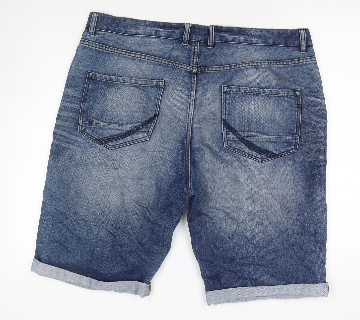 George Mens Blue Cotton Bermuda Shorts Size 40 in L11 in Regular Zip