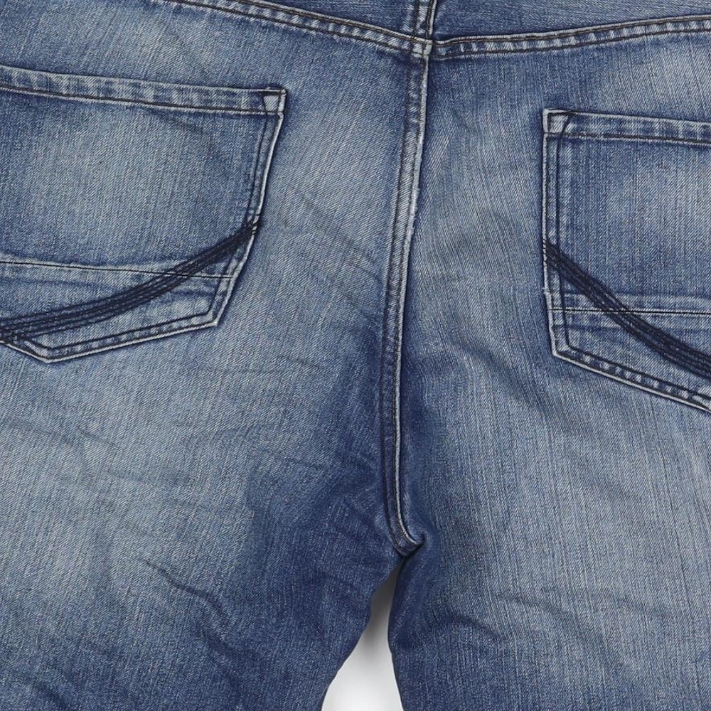 George Mens Blue Cotton Bermuda Shorts Size 40 in L11 in Regular Zip