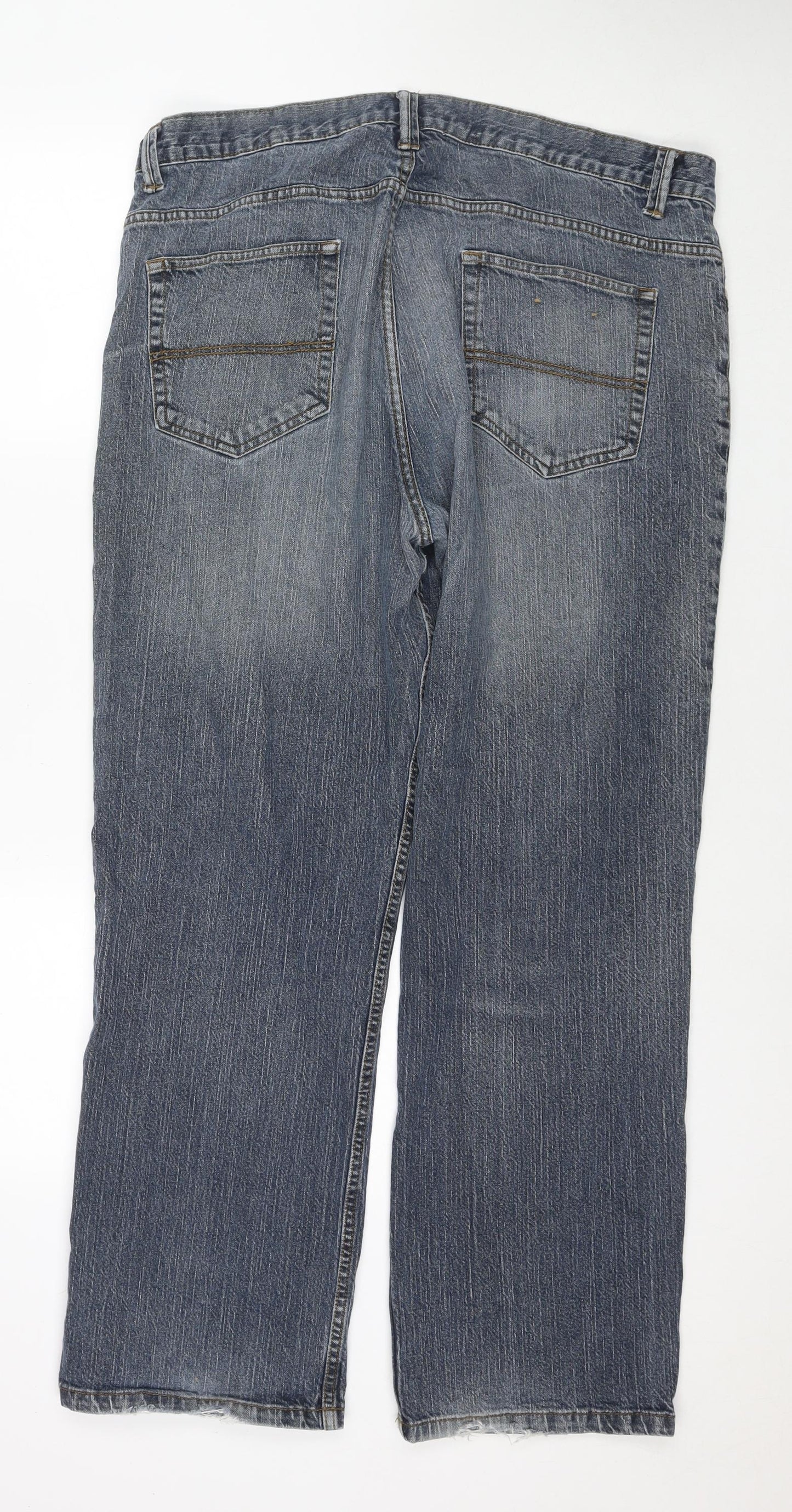 George Mens Blue Cotton Straight Jeans Size 40 in L31 in Regular Zip