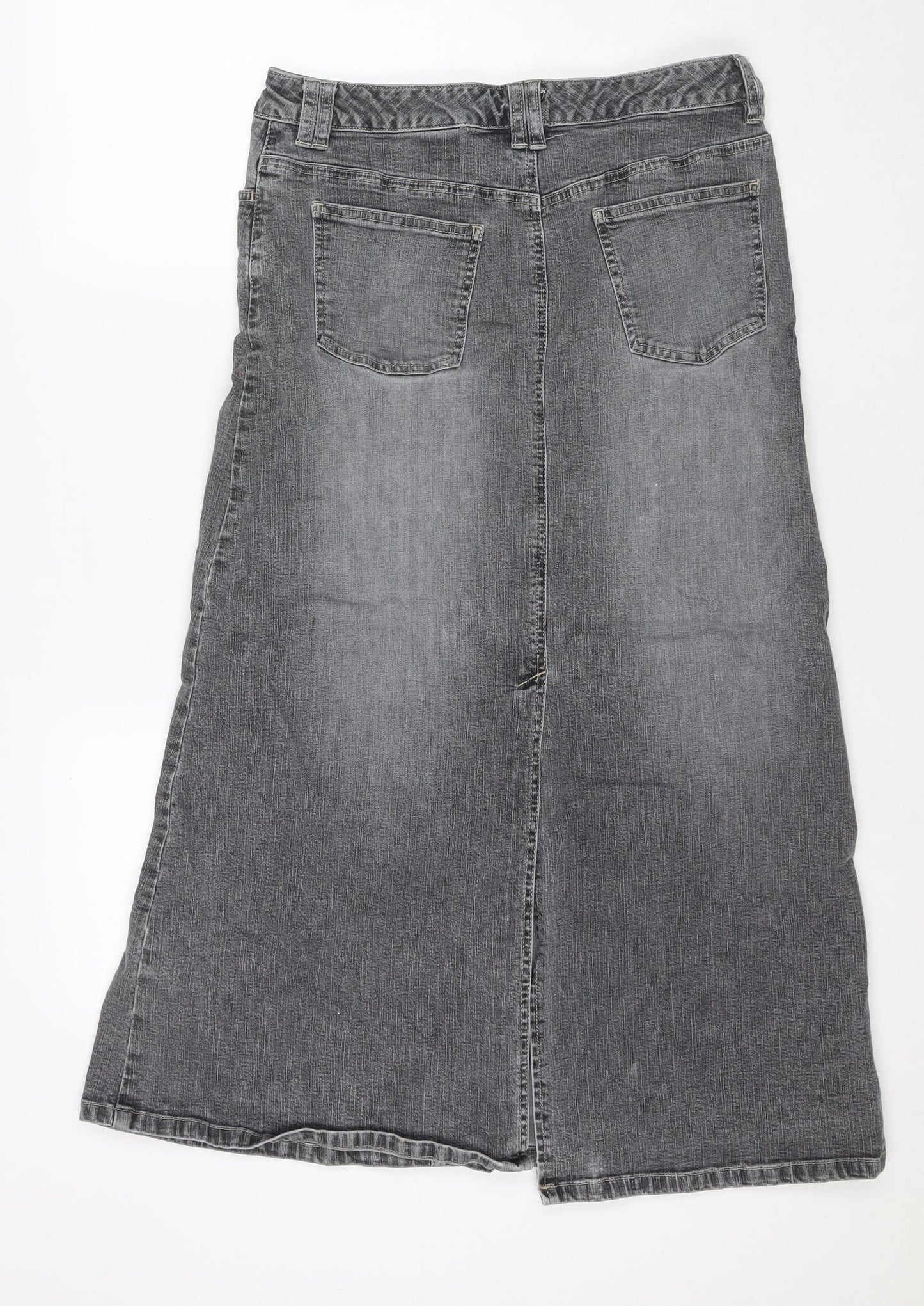 NEXT Womens Grey Cotton Maxi Skirt Size 10 Zip