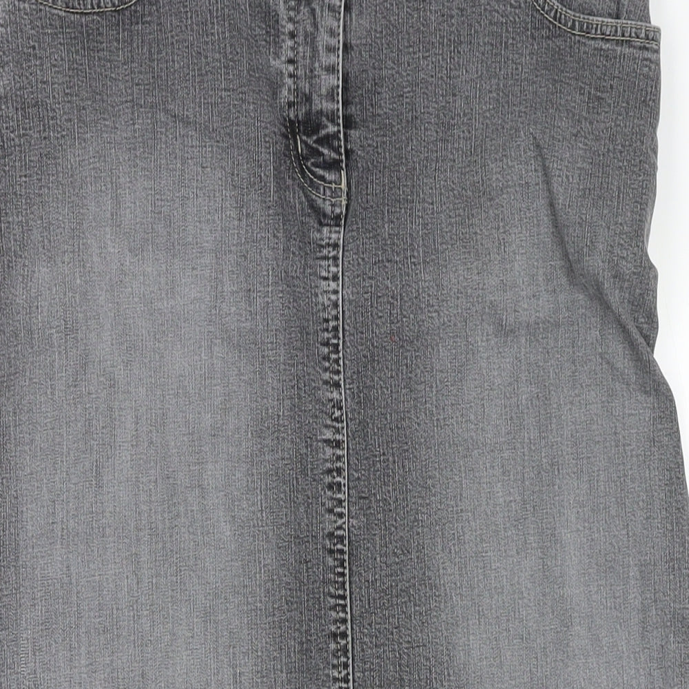 NEXT Womens Grey Cotton Maxi Skirt Size 10 Zip
