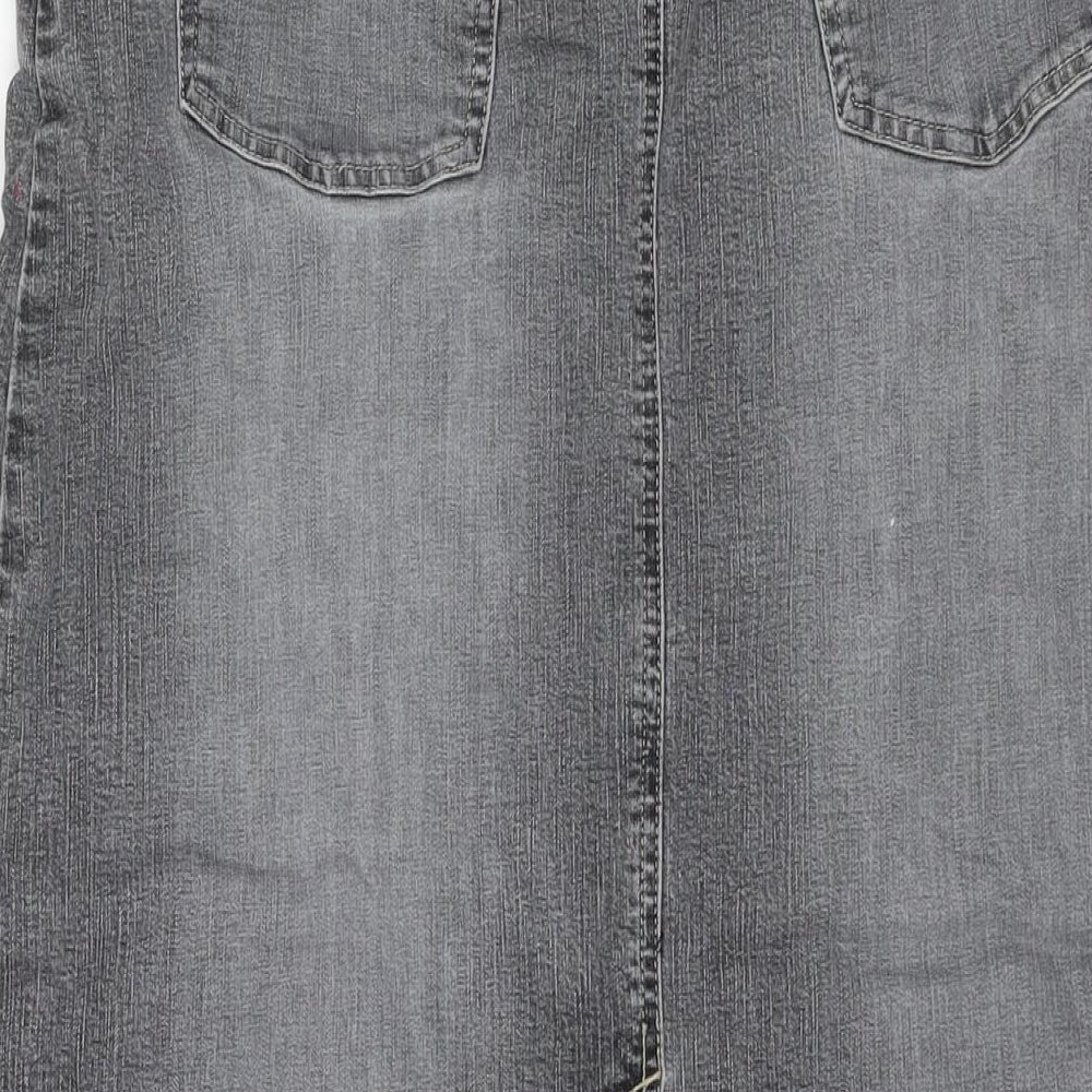 NEXT Womens Grey Cotton Maxi Skirt Size 10 Zip