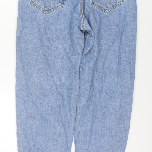 Pull&Bear Womens Blue Cotton Mom Jeans Size 8 L28 in Regular Zip