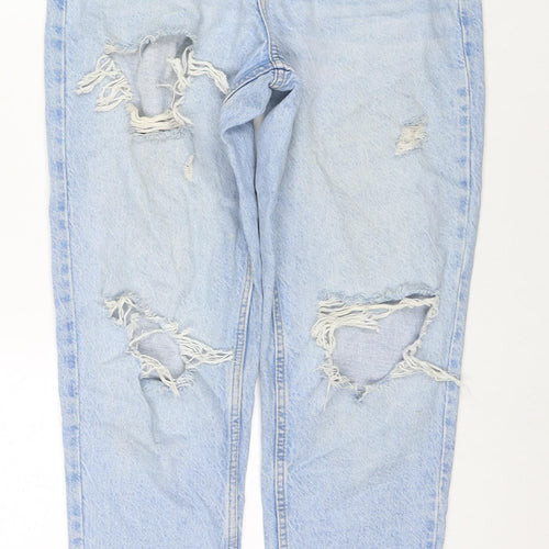 Denim & Co. Womens Blue Cotton Mom Jeans Size 6 L28 in Regular Zip