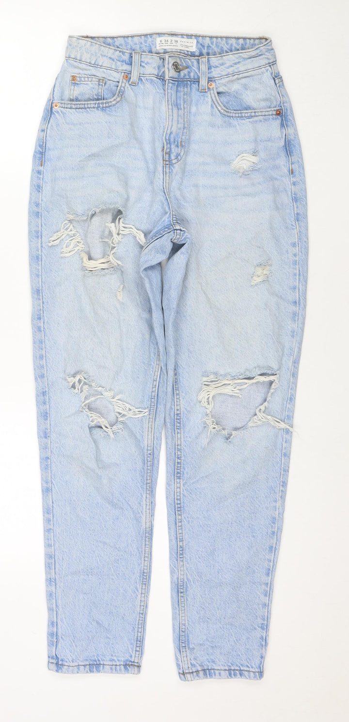 Denim & Co. Womens Blue Cotton Mom Jeans Size 6 L28 in Regular Zip