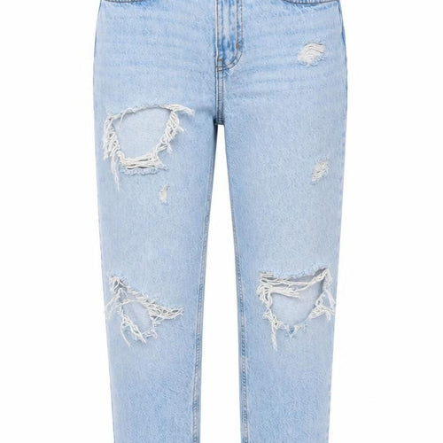 Denim & Co. Womens Blue Cotton Mom Jeans Size 6 L28 in Regular Zip