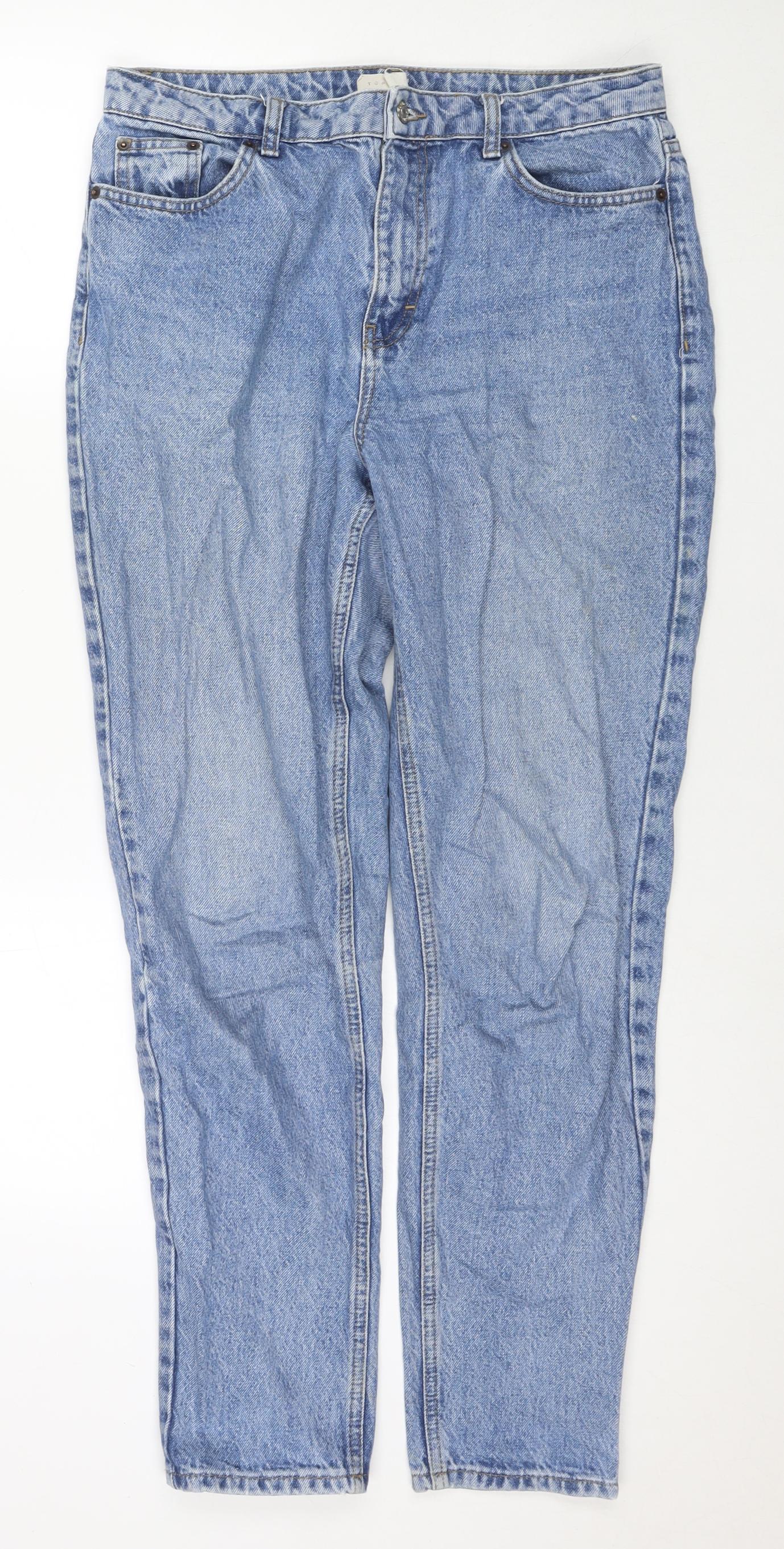 Topshop Womens Blue Cotton Mom Jeans Size 30 in L34 in Regular Zip