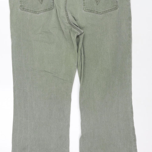 Papaya Womens Green Cotton Straight Jeans Size 16 L27 in Regular Zip