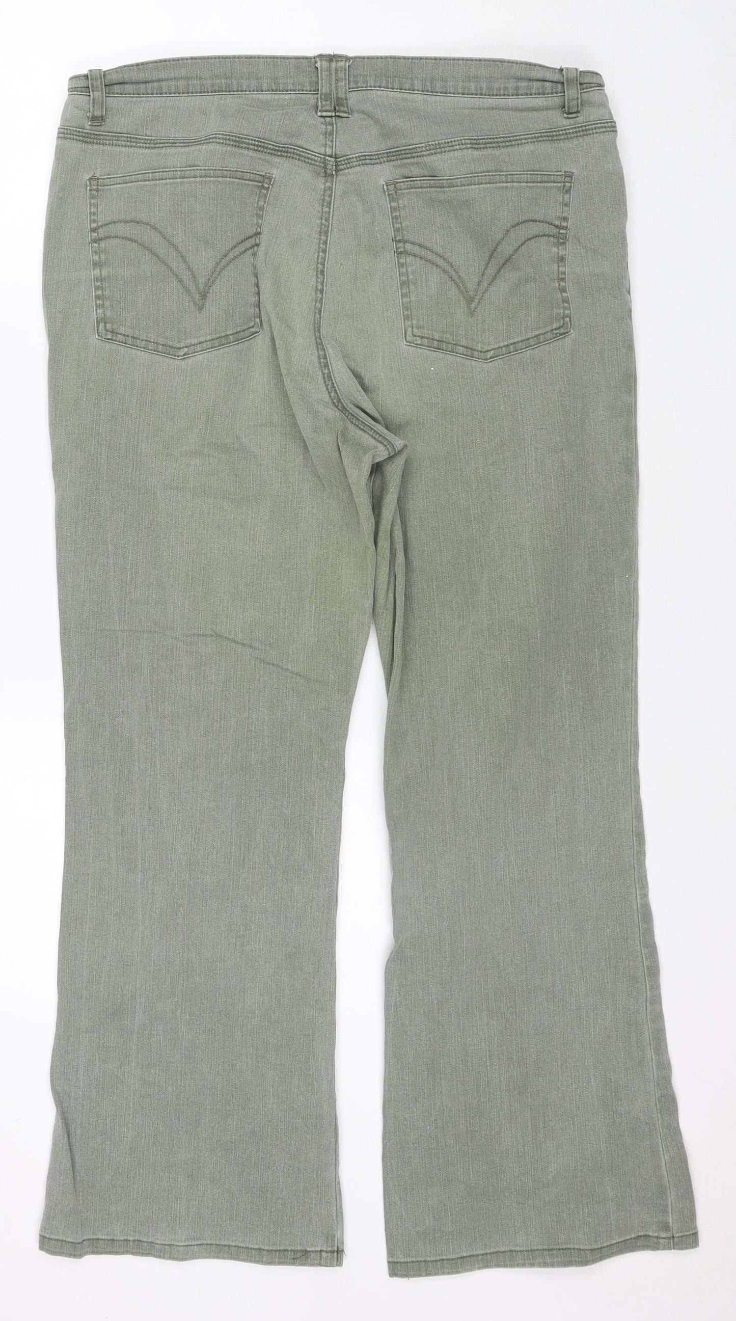 Papaya Womens Green Cotton Straight Jeans Size 16 L27 in Regular Zip