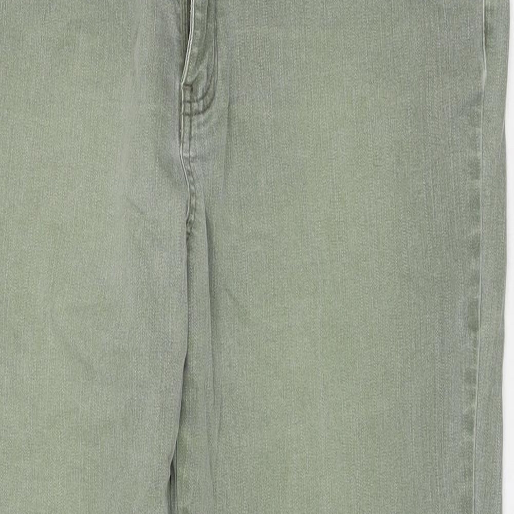 Papaya Womens Green Cotton Straight Jeans Size 16 L27 in Regular Zip