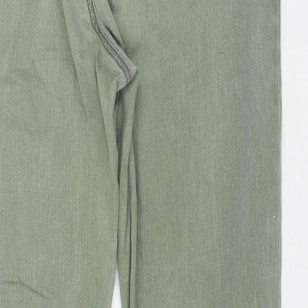 Papaya Womens Green Cotton Straight Jeans Size 16 L27 in Regular Zip