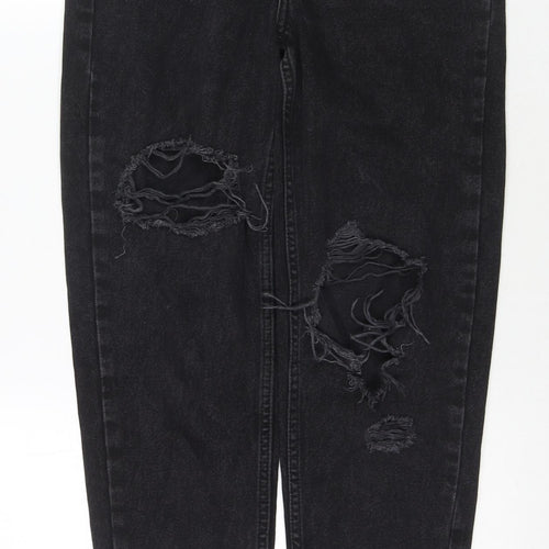 Denim & Co. Womens Black Cotton Straight Jeans Size 4 L28 in Regular Zip