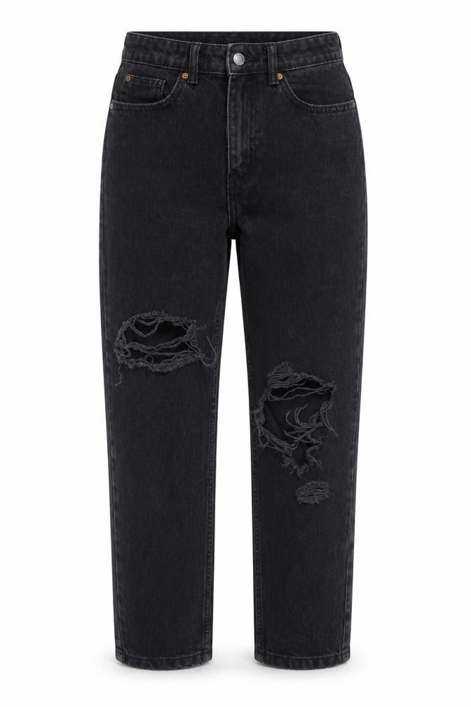 Denim & Co. Womens Black Cotton Straight Jeans Size 4 L28 in Regular Zip