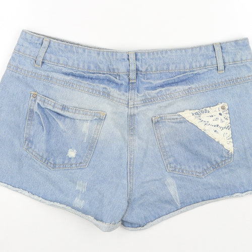 George Womens Blue Cotton Hot Pants Shorts Size 12 L3 in Regular Zip