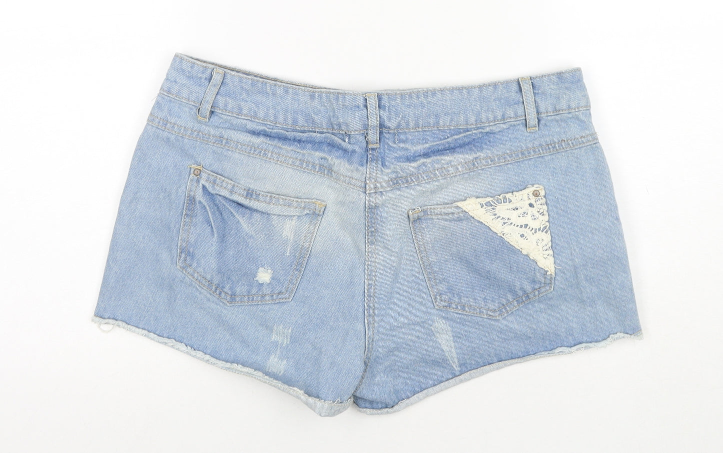 George Womens Blue Cotton Hot Pants Shorts Size 12 L3 in Regular Zip