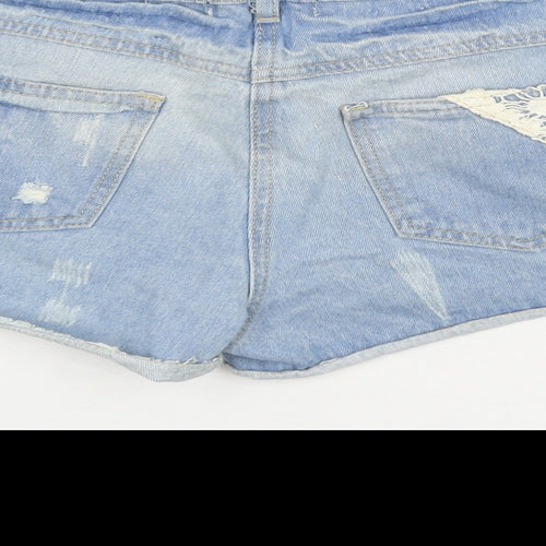 George Womens Blue Cotton Hot Pants Shorts Size 12 L3 in Regular Zip