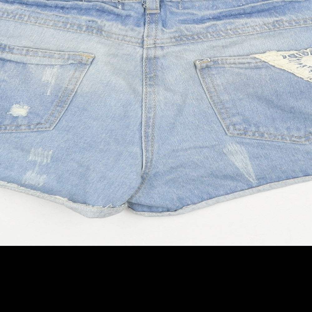 George Womens Blue Cotton Hot Pants Shorts Size 12 L3 in Regular Zip