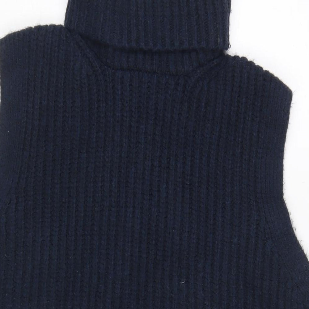 Marks and Spencer Womens Blue Roll Neck Polyester Tunic Jumper Size M