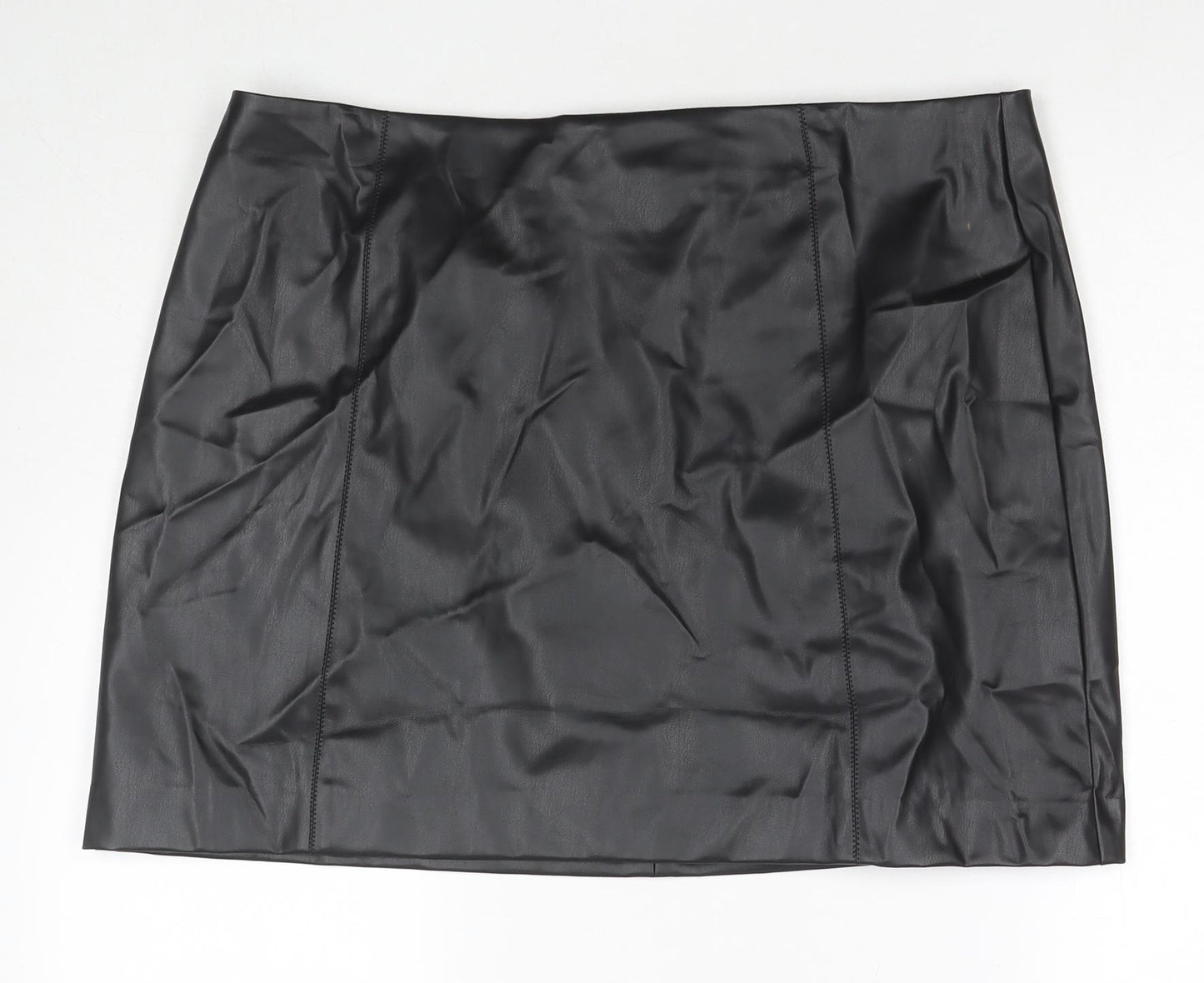 Marks and Spencer Womens Black Polyester Mini Skirt Size 20 Zip