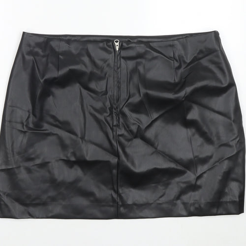 Marks and Spencer Womens Black Polyester Mini Skirt Size 20 Zip