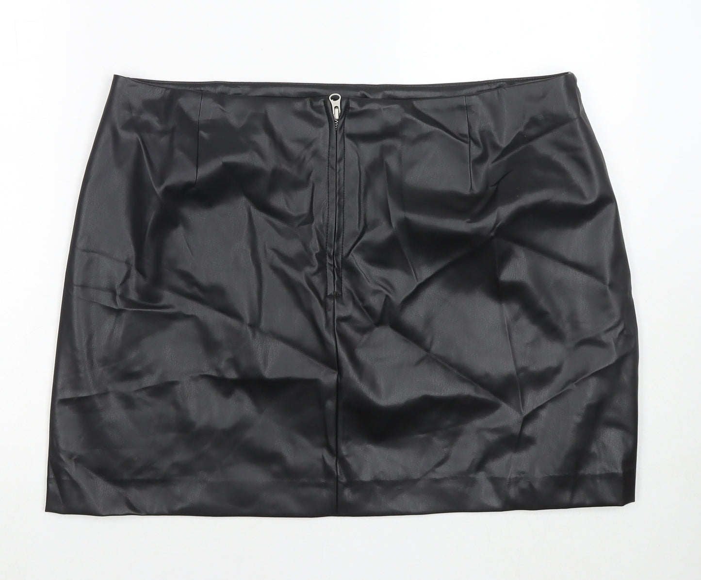 Marks and Spencer Womens Black Polyester Mini Skirt Size 20 Zip