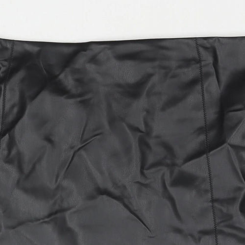 Marks and Spencer Womens Black Polyester Mini Skirt Size 20 Zip
