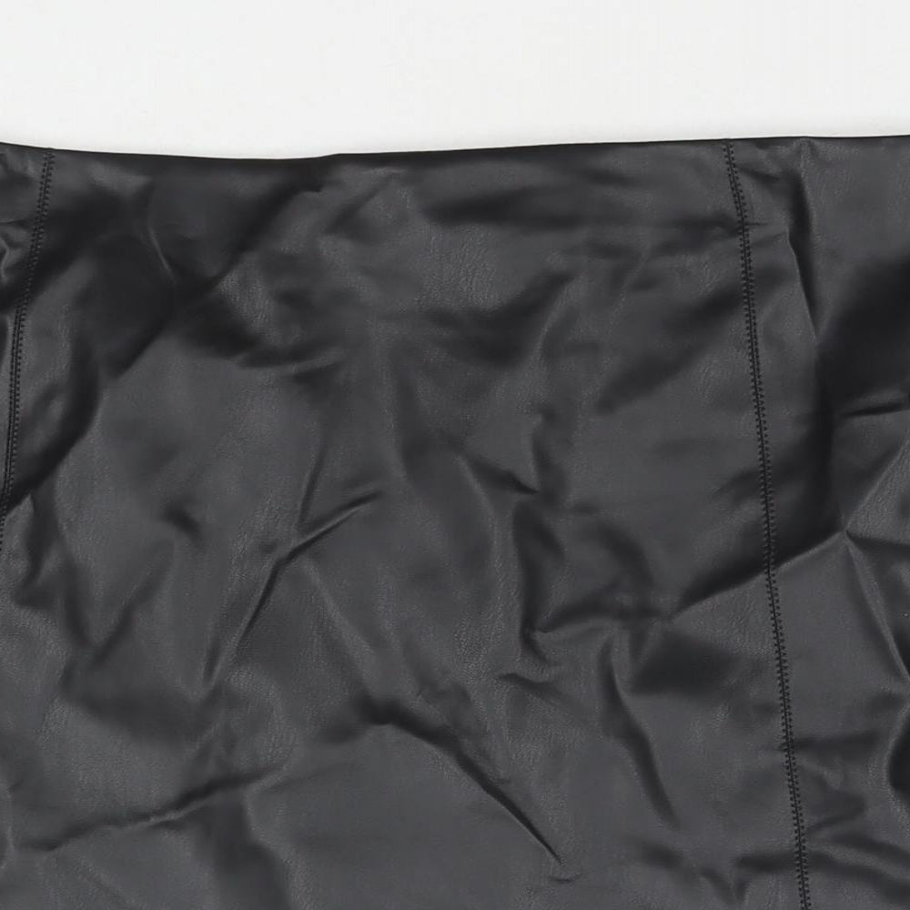 Marks and Spencer Womens Black Polyester Mini Skirt Size 20 Zip