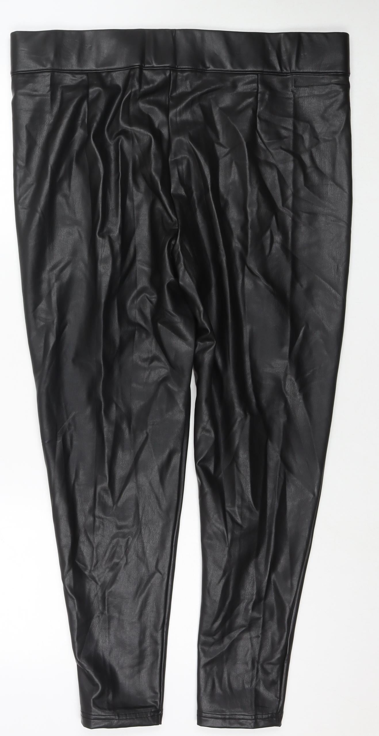 Marks and Spencer Womens Black Polyester Pedal Pusher Trousers Size 20 L27 in Regular Zip
