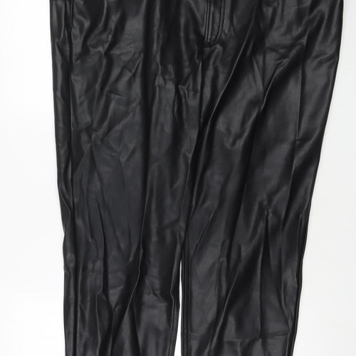 Marks and Spencer Womens Black Polyester Carrot Trousers Size 24 L26 in Regular Zip