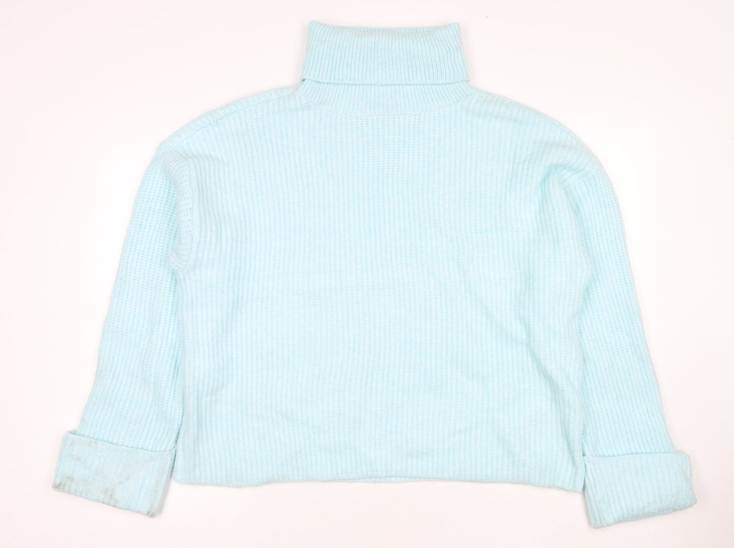 Marks and Spencer Womens Blue Roll Neck Polyamide Pullover Jumper Size L
