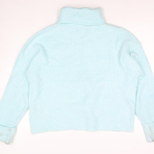 Marks and Spencer Womens Blue Roll Neck Polyamide Pullover Jumper Size L