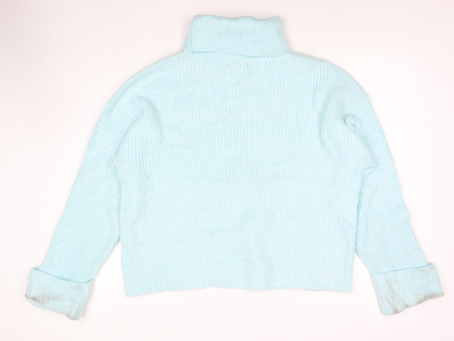 Marks and Spencer Womens Blue Roll Neck Polyamide Pullover Jumper Size L