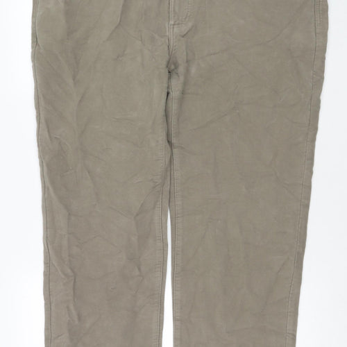 Marks and Spencer Mens Beige Cotton Trousers Size 44 in L31 in Regular Zip