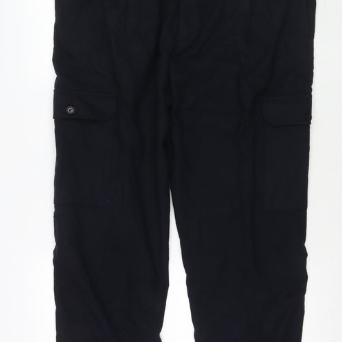 Autograph Mens Blue Cotton Cargo Trousers Size 36 in L31 in Regular Zip