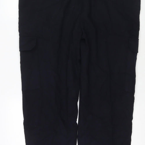 Autograph Mens Blue Cotton Cargo Trousers Size 36 in L31 in Regular Zip