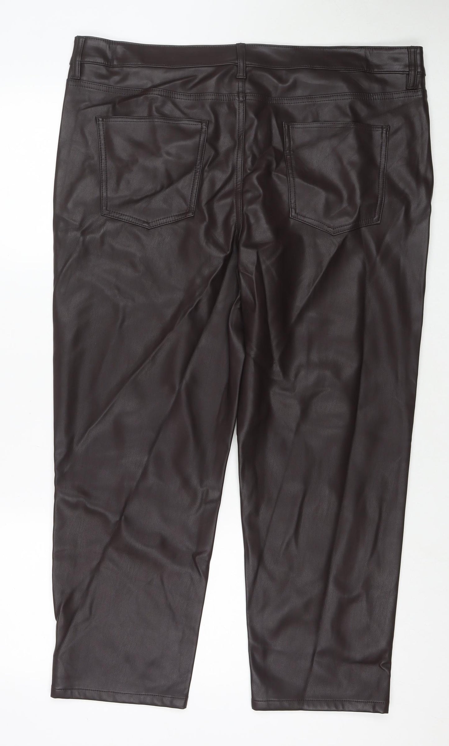 Marks and Spencer Womens Brown Polyester Pedal Pusher Trousers Size 20 L25 in Regular