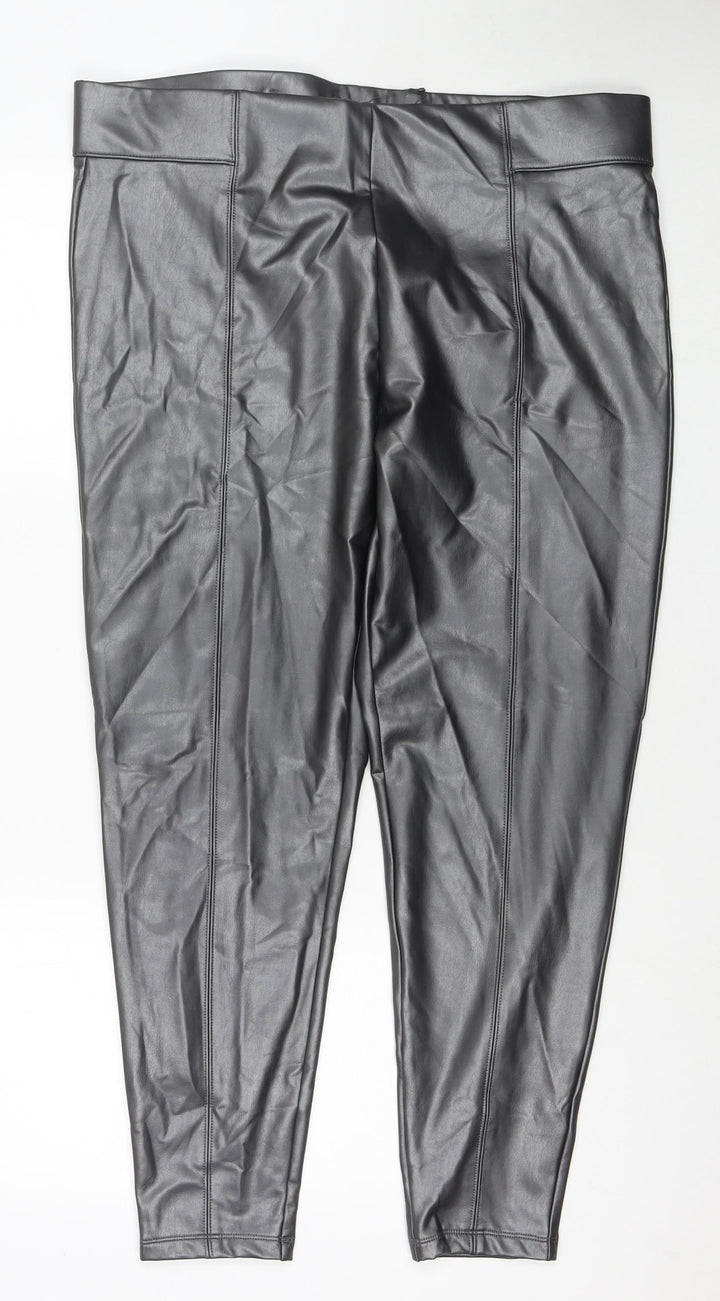 Marks and Spencer Womens Black Polyester Pedal Pusher Trousers Size 20 L27 in Regular