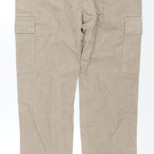 Marks and Spencer Mens Beige Cotton Cargo Trousers Size 30 in L31 in Regular Zip