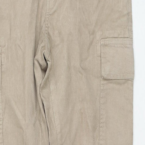 Marks and Spencer Mens Beige Cotton Cargo Trousers Size 30 in L31 in Regular Zip