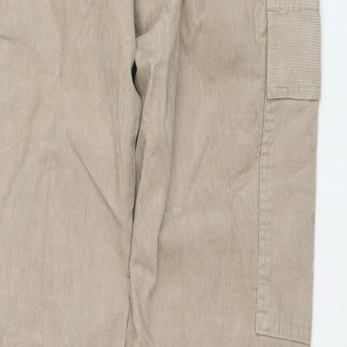 Marks and Spencer Mens Beige Cotton Cargo Trousers Size 30 in L31 in Regular Zip