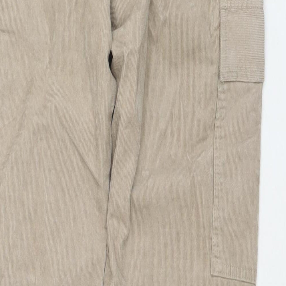 Marks and Spencer Mens Beige Cotton Cargo Trousers Size 30 in L31 in Regular Zip