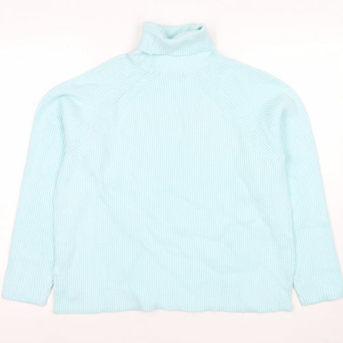 Marks and Spencer Womens Blue Roll Neck Viscose Pullover Jumper Size L