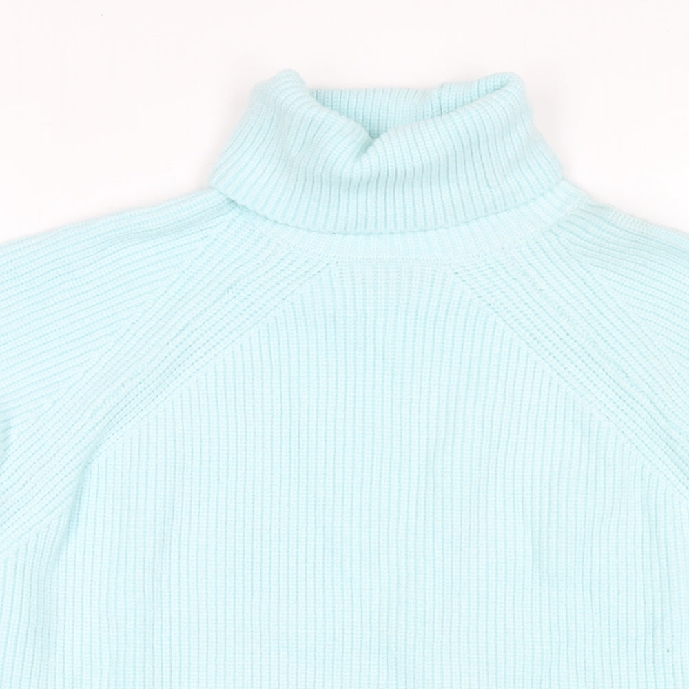 Marks and Spencer Womens Blue Roll Neck Viscose Pullover Jumper Size L