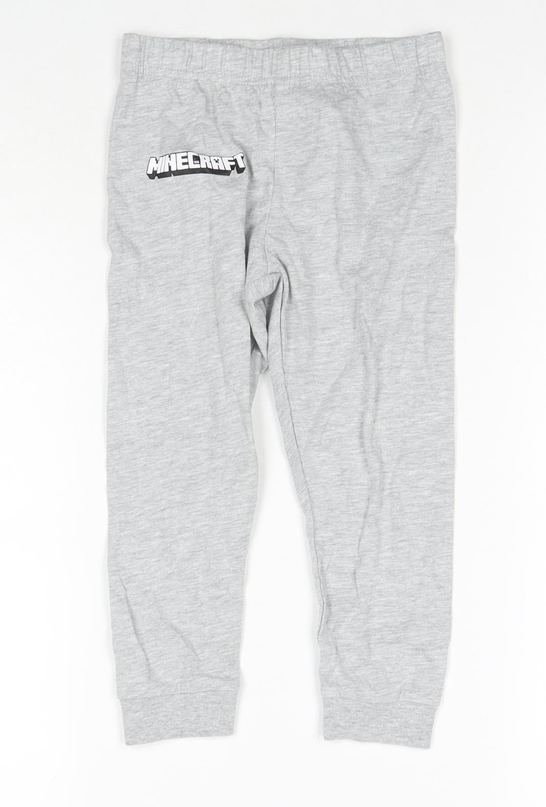 Minecraft Boys Grey Solid Cotton Lounge Pants Size 4-5 Years Pullover - W-22', L-17'