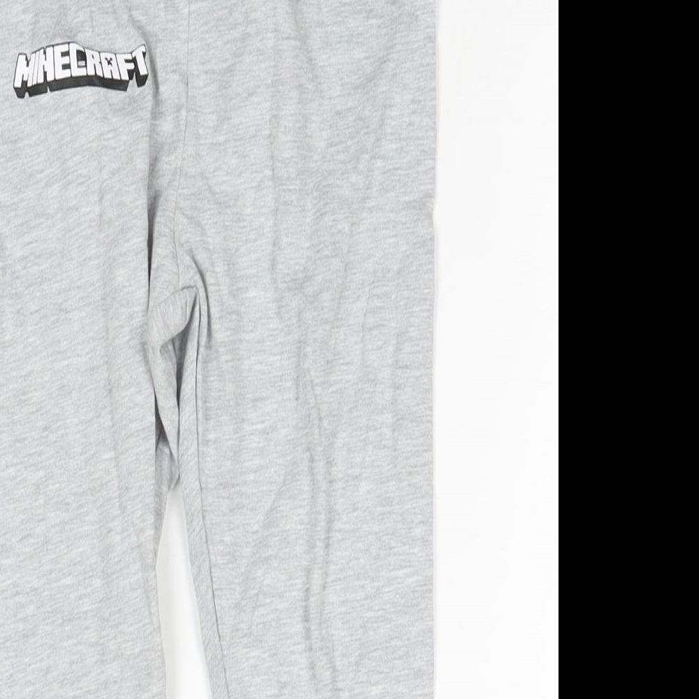Minecraft Boys Grey Solid Cotton Lounge Pants Size 4-5 Years Pullover - W-22', L-17'