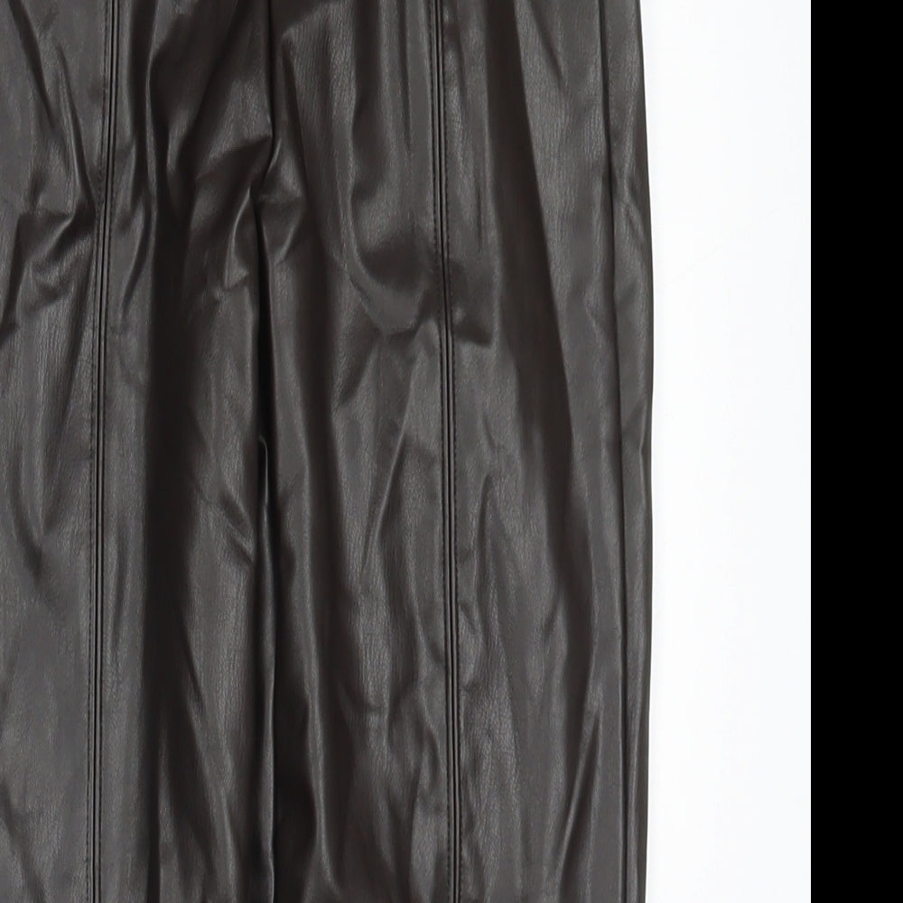 Marks and Spencer Womens Brown Polyester Pedal Pusher Trousers Size 8 L25 in Regular