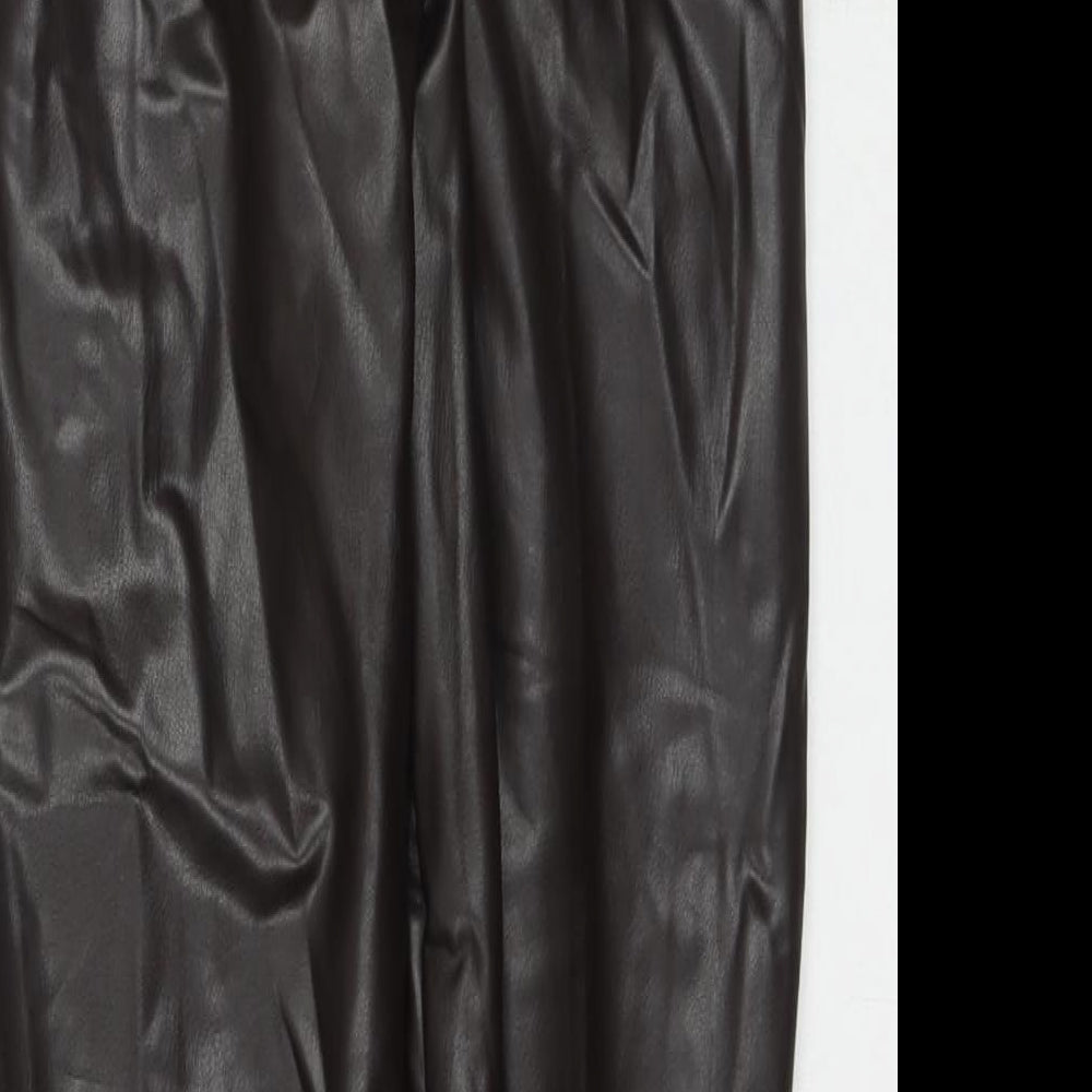 Marks and Spencer Womens Brown Polyester Pedal Pusher Trousers Size 8 L25 in Regular