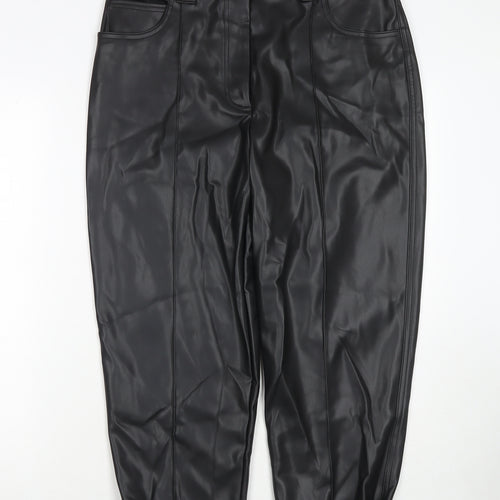 Marks and Spencer Womens Black Polyester Cropped Trousers Size 16 L23 in Regular Zip