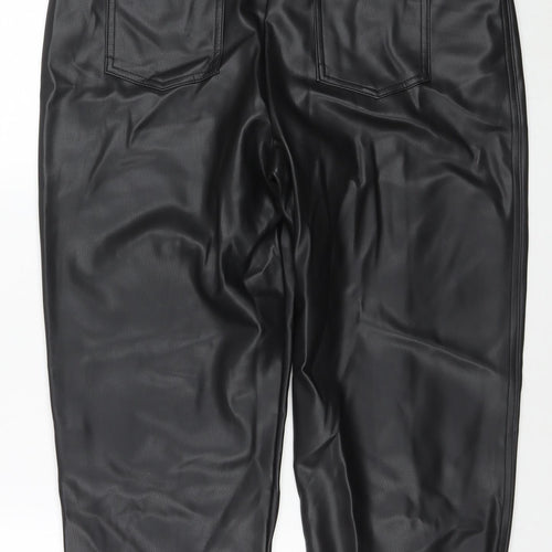 Marks and Spencer Womens Black Polyester Cropped Trousers Size 16 L23 in Regular Zip